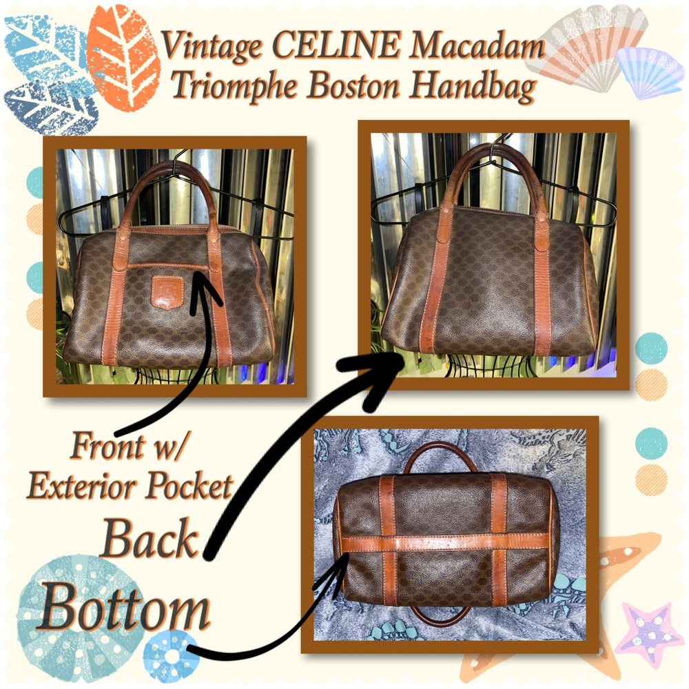 Celine Brown and Tan Boston Handbag